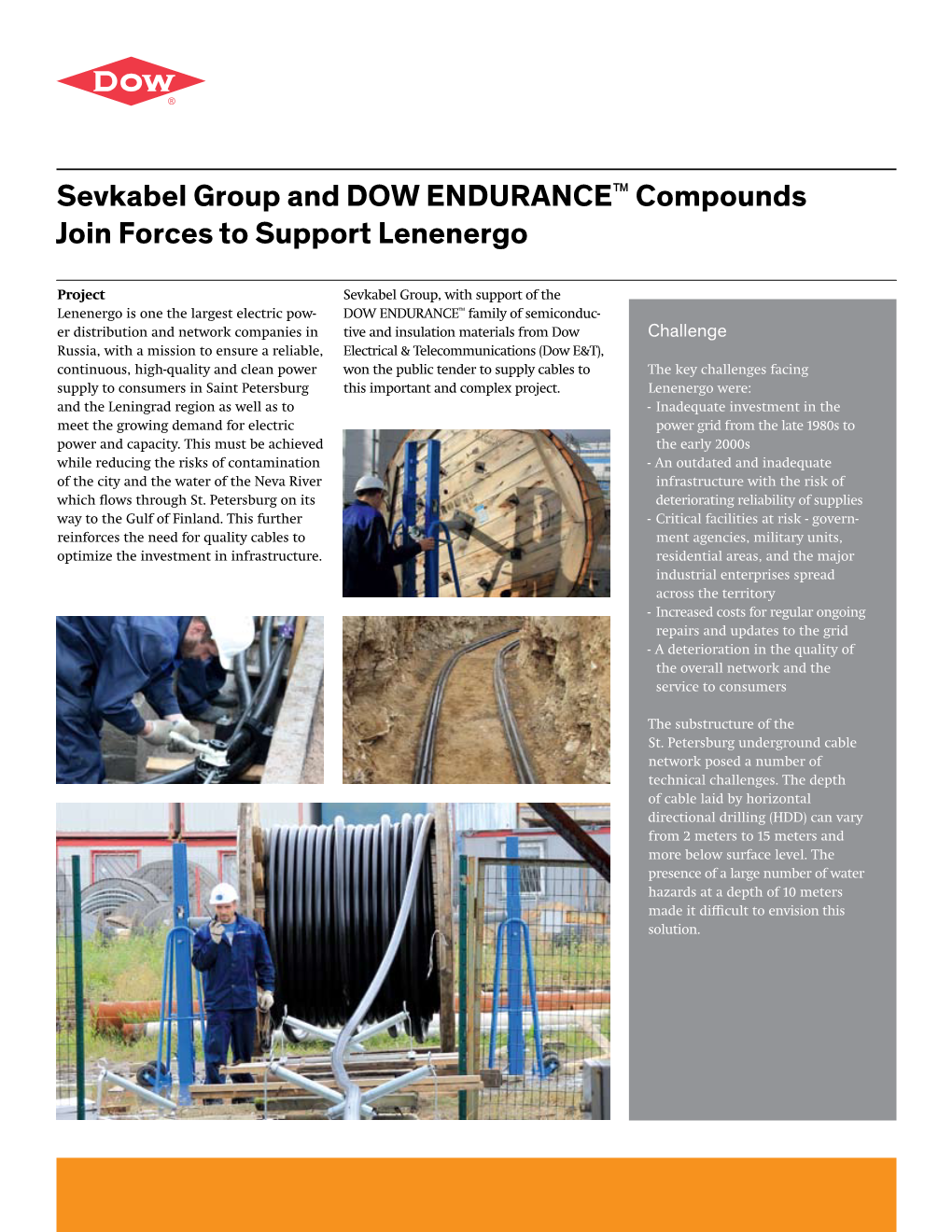 Sevkabel Group and DOW ENDURANCE™ Compounds Join Forces to Support Lenenergo