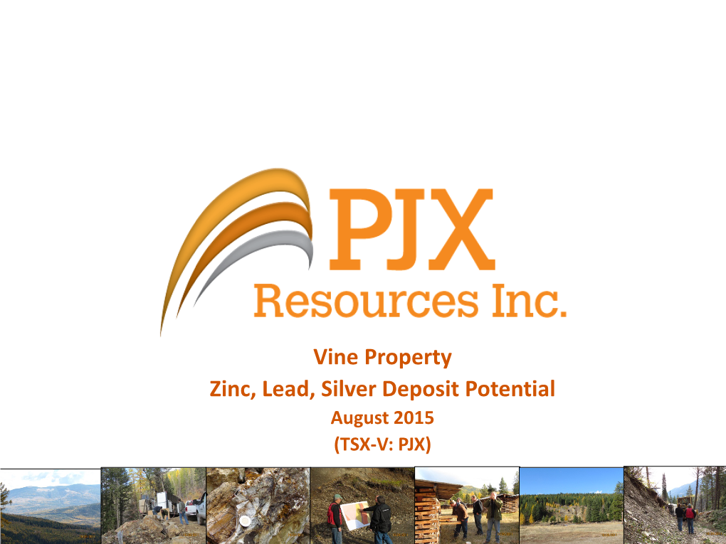 Vine Property Zinc, Lead, Silver Deposit Potential August 2015 (TSX-V: PJX)
