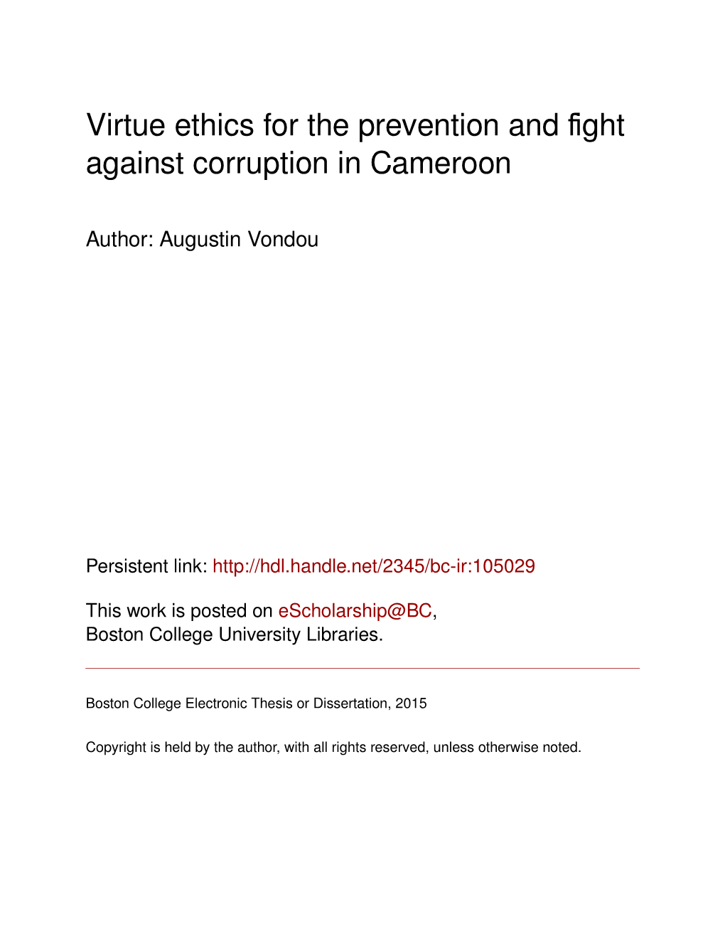 Virtue Ethics for the Prevention and Fight Against Corruption in Cameroon