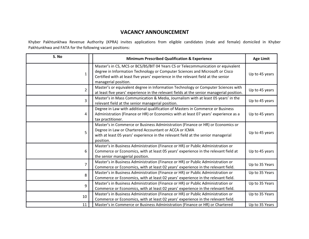 Vacancy Announcement s4