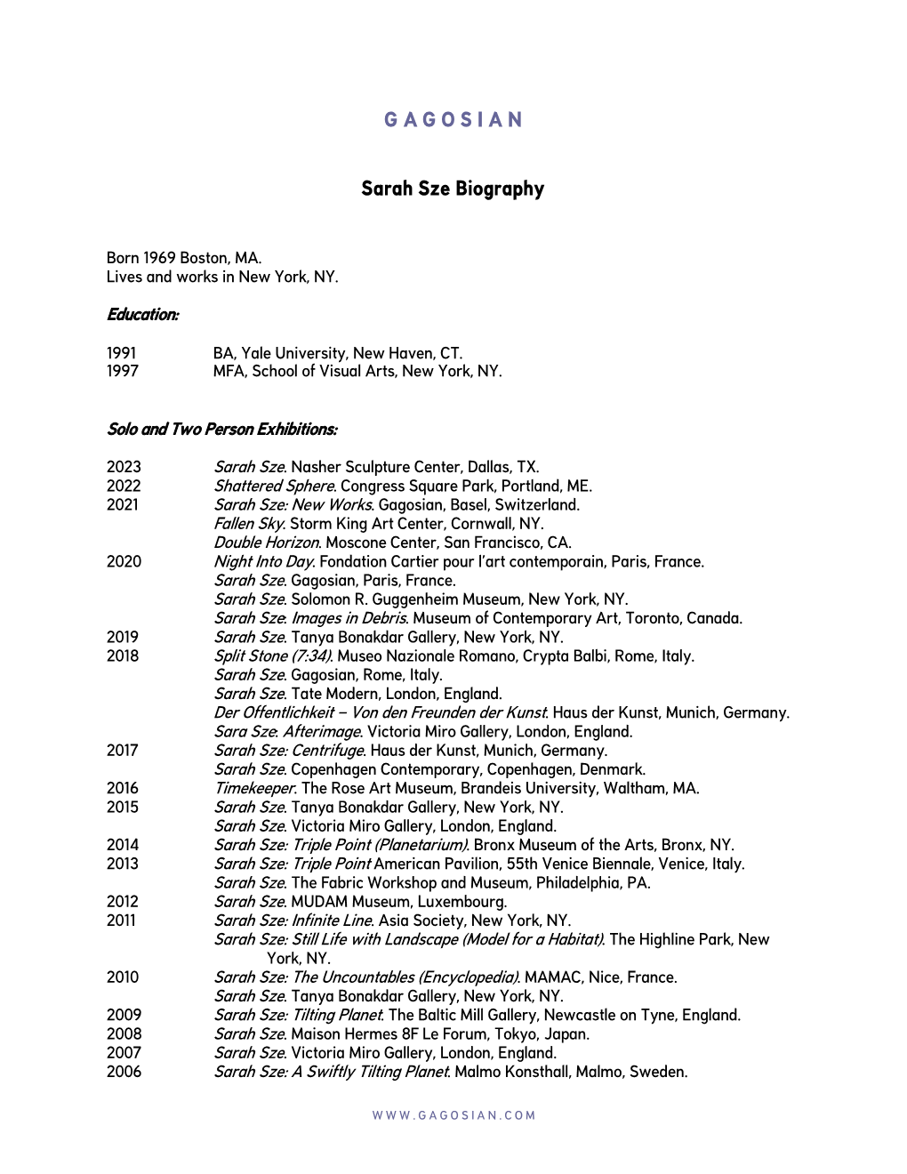 Sarah Sze Biography