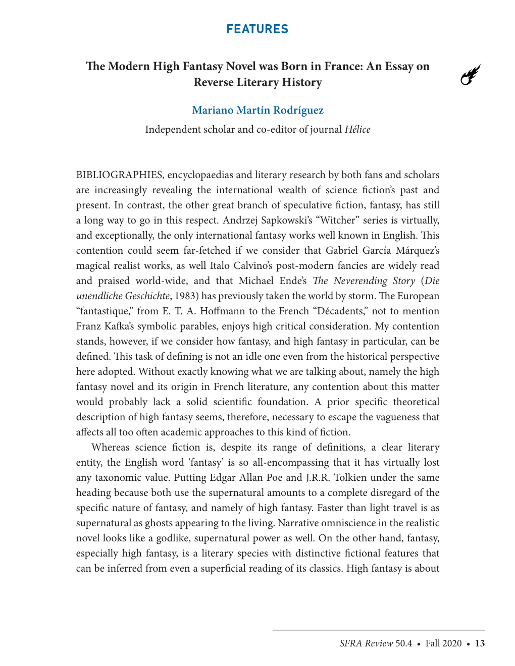 The Modern High Fantasy Novel Was Born in France: an Essay on Reverse Literary History