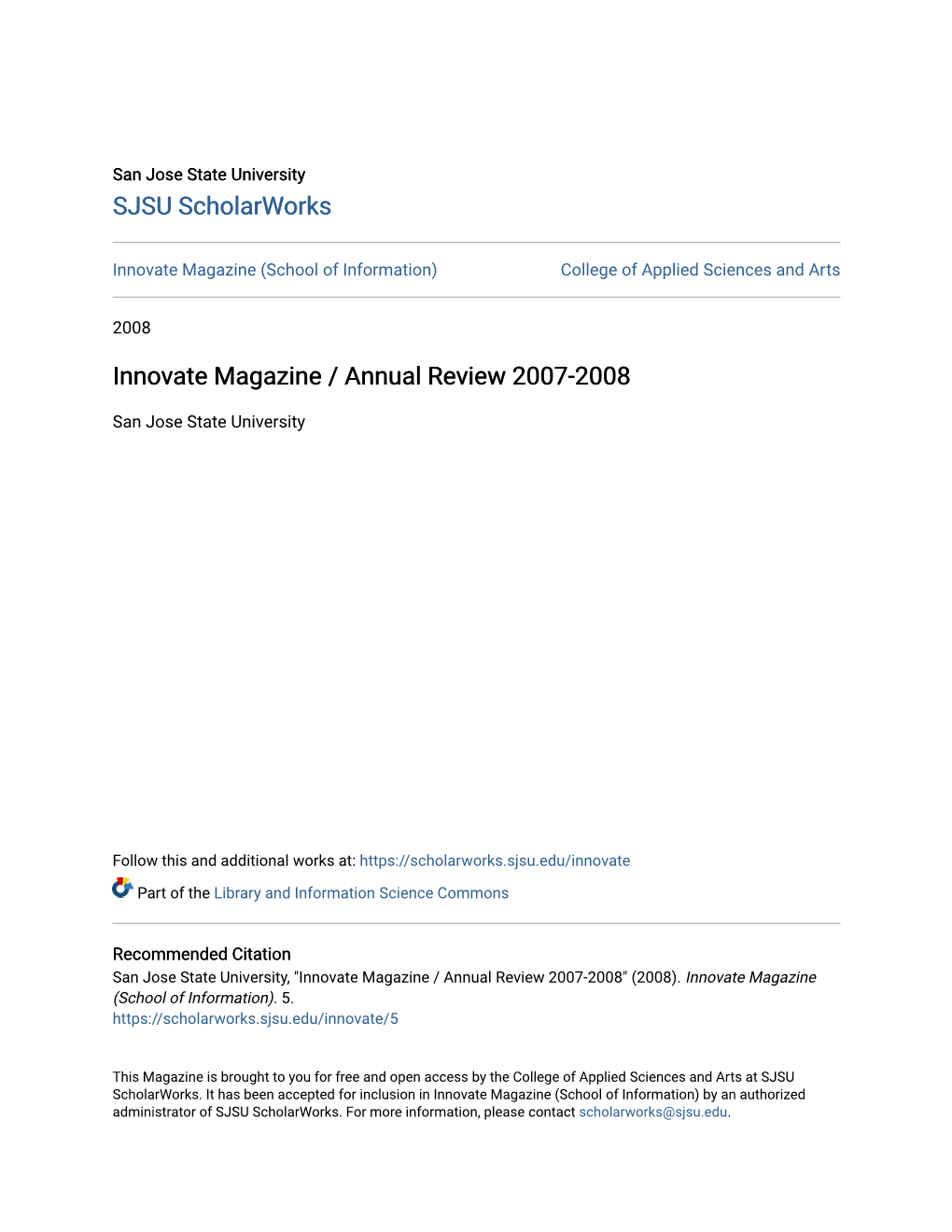 Innovate Magazine / Annual Review 2007-2008