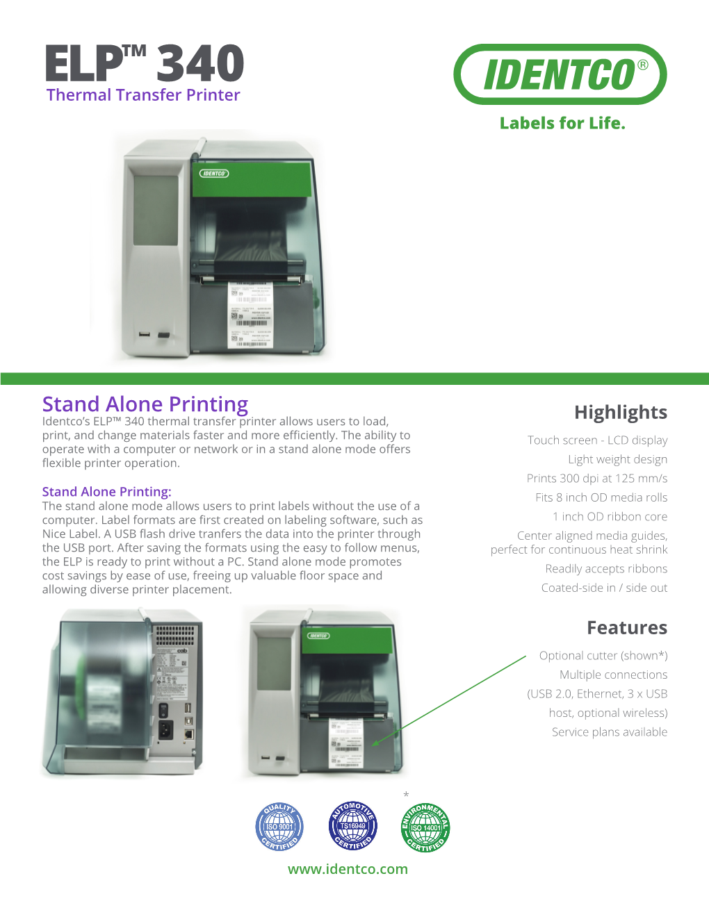 ELP™ 340 Thermal Transfer Printer