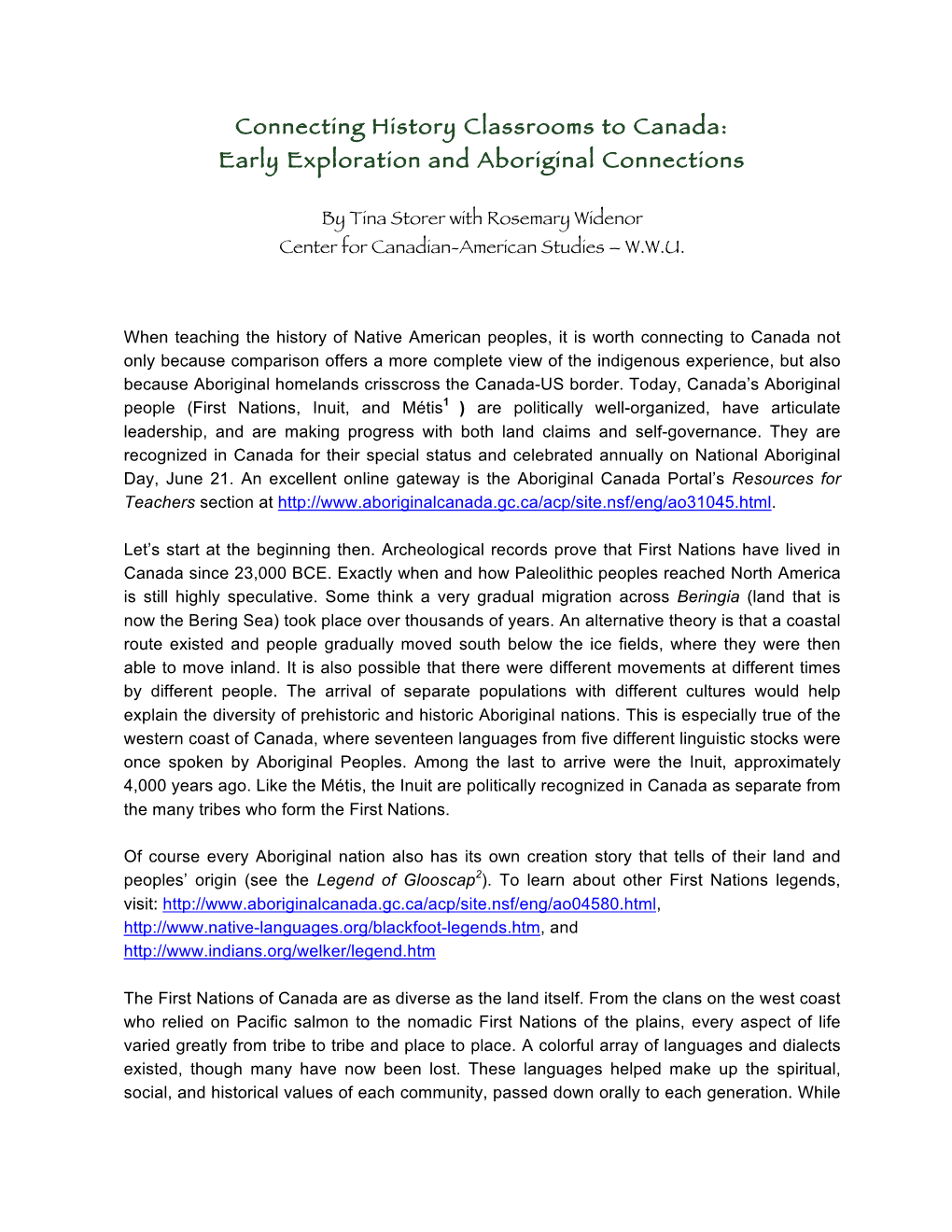 Early Exploration and Aboriginal Connections