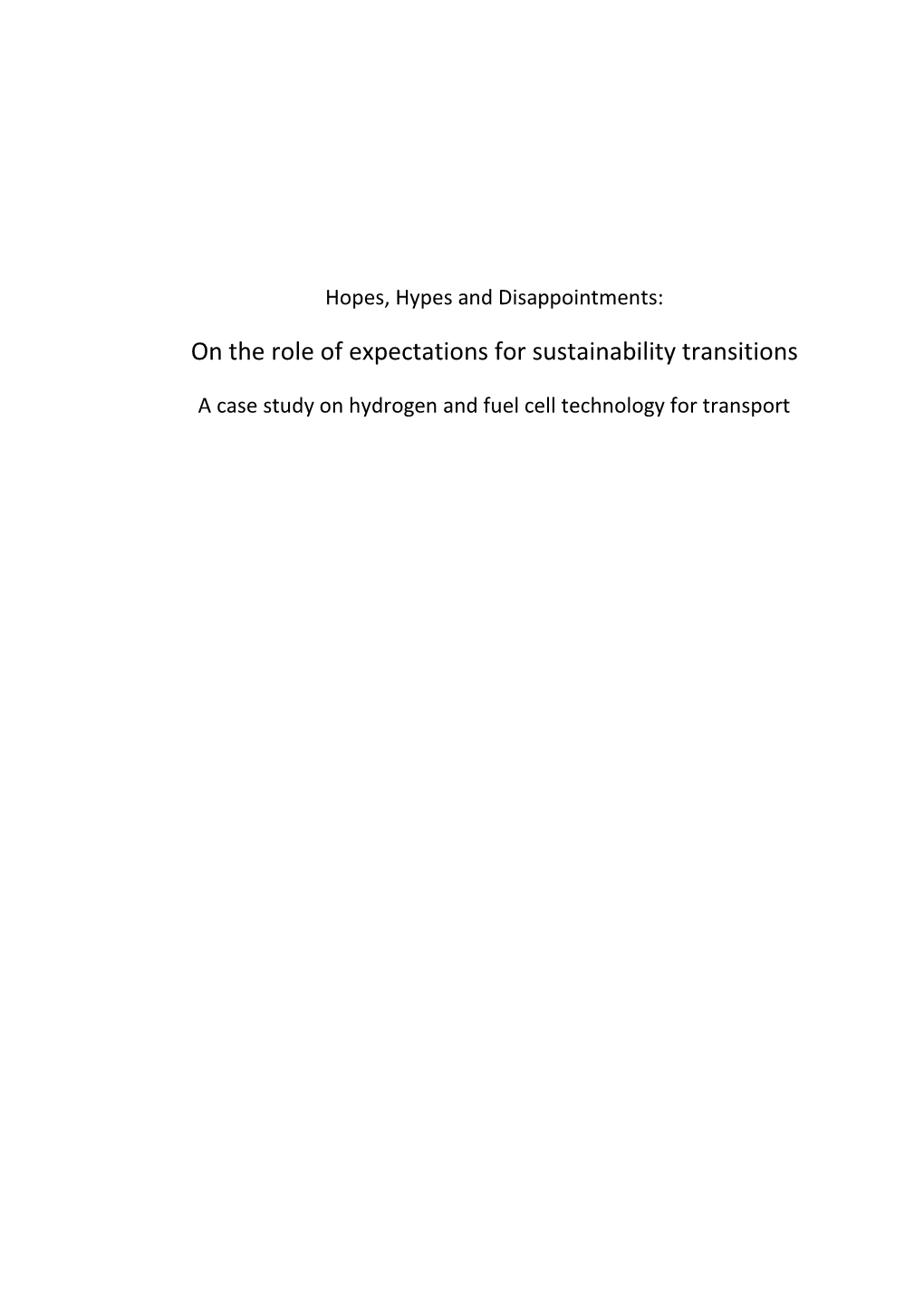 On the Role of Expectations for Sustainability Transitions