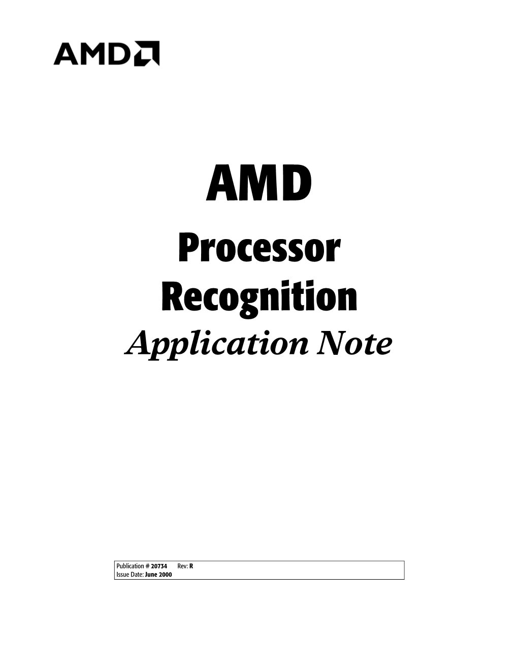 AMD Processor Recognition Application Note