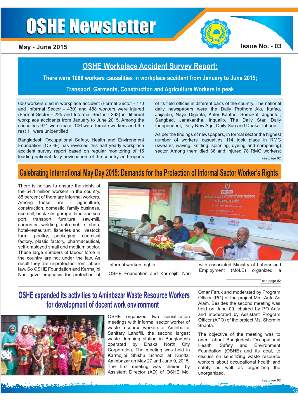 OSHE Newsletter No. 3 May-June 2015