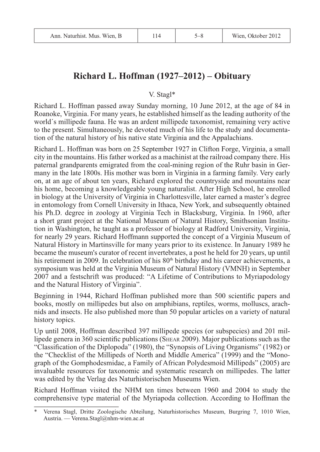 Richard L. Hoffman (1927–2012) – Obituary