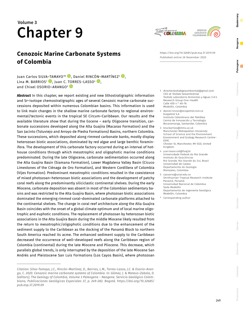 Cenozoic Marine Carbonate Systems of Colombia