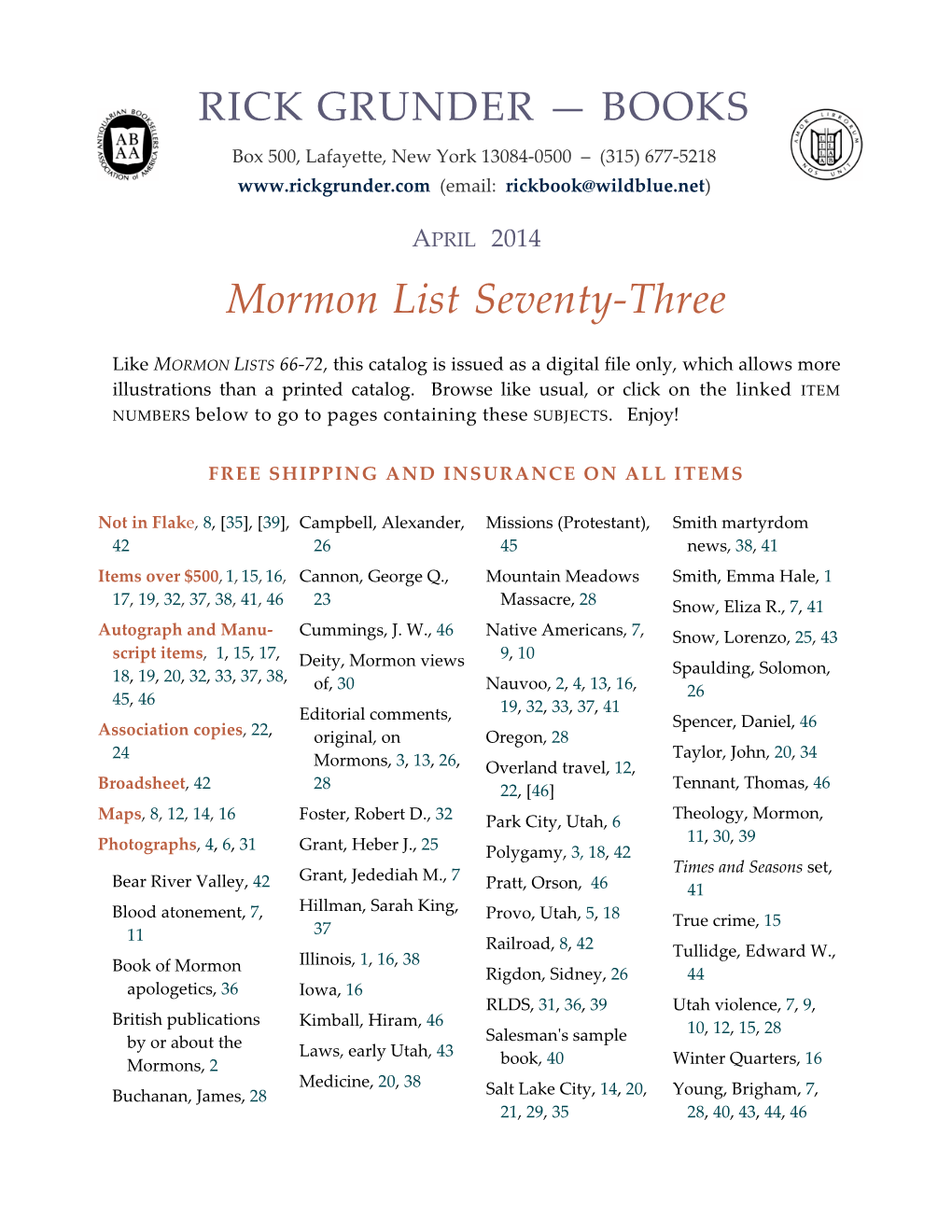 Mormon List 73