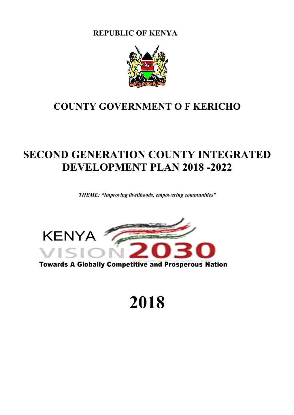 Kericho County Integrated Development Plan 2018-2022.Pdf