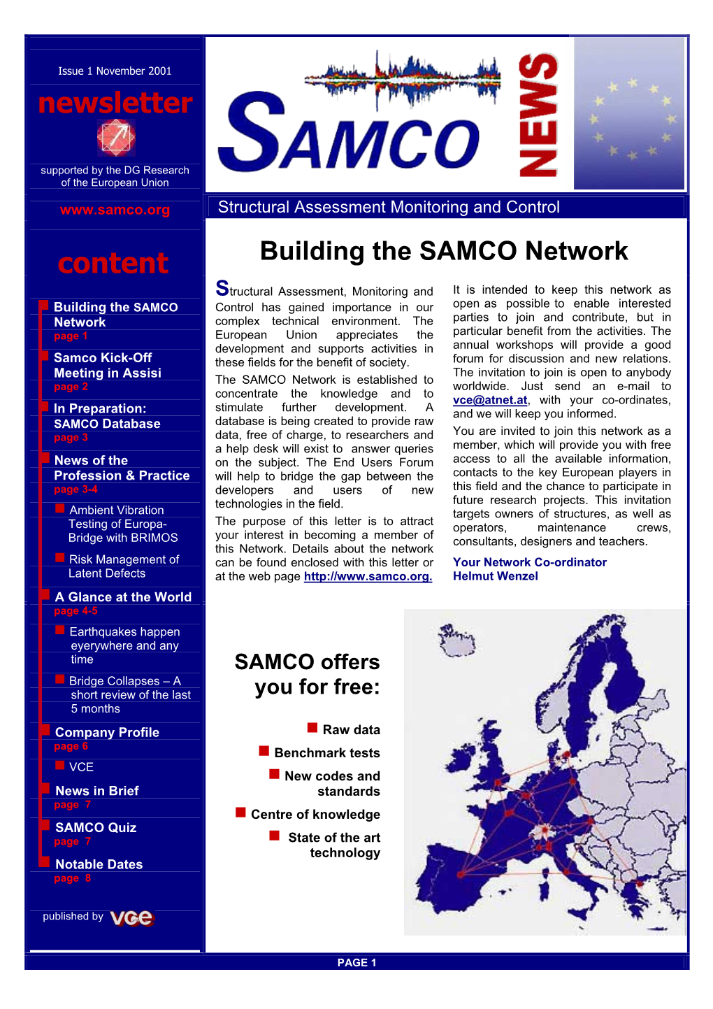 Issue 1 November 2001 Newsletter