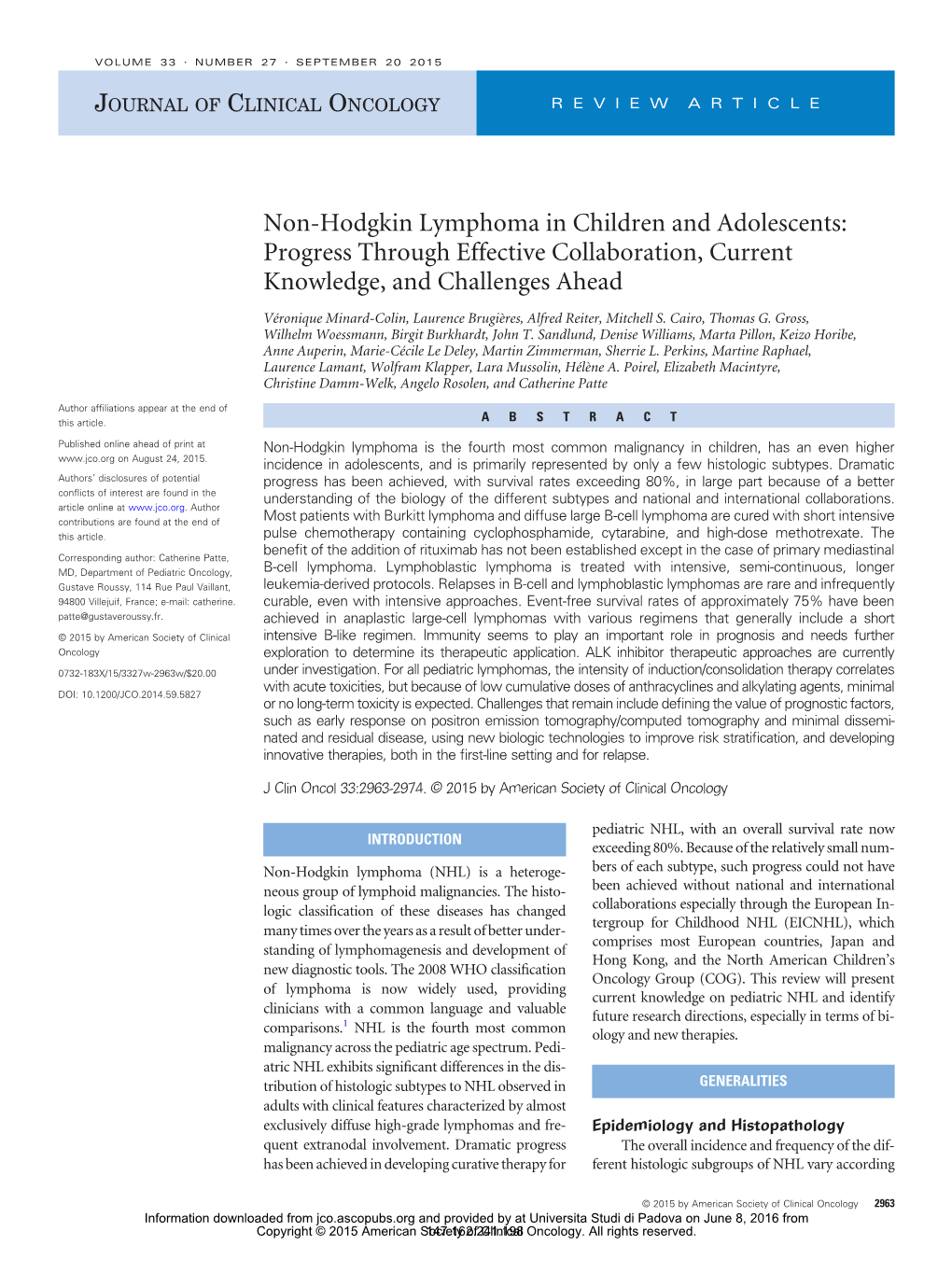 Non-Hodgkin Lymphoma in Children and Adolescents: Progress Through Effective Collaboration, Current Knowledge, and Challenges Ahead