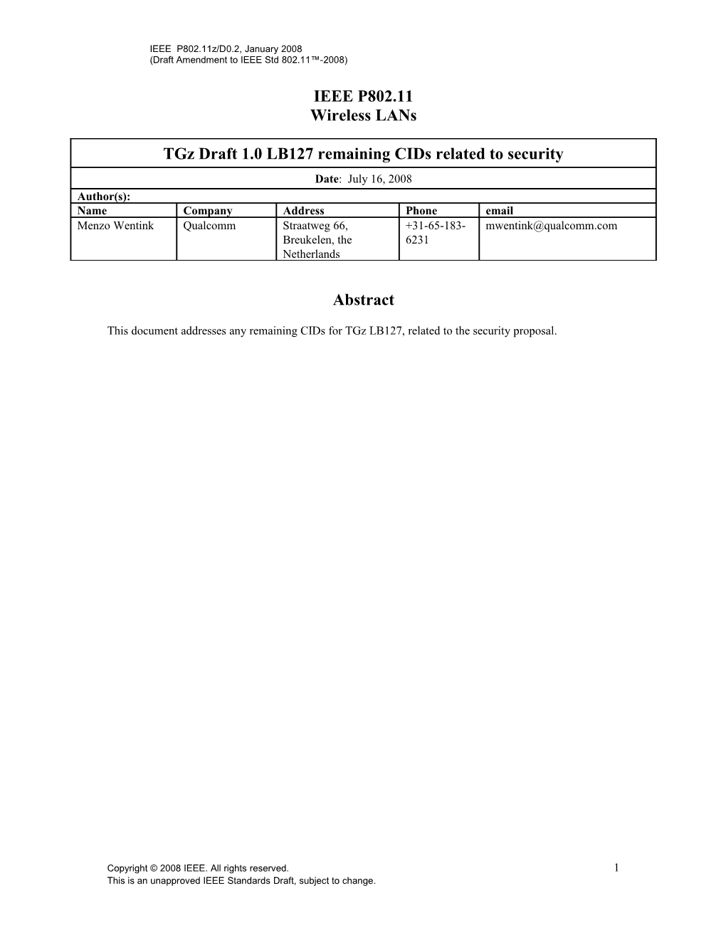 Tgz Draft 1.0 LB127 Remaining Cids Related to Security