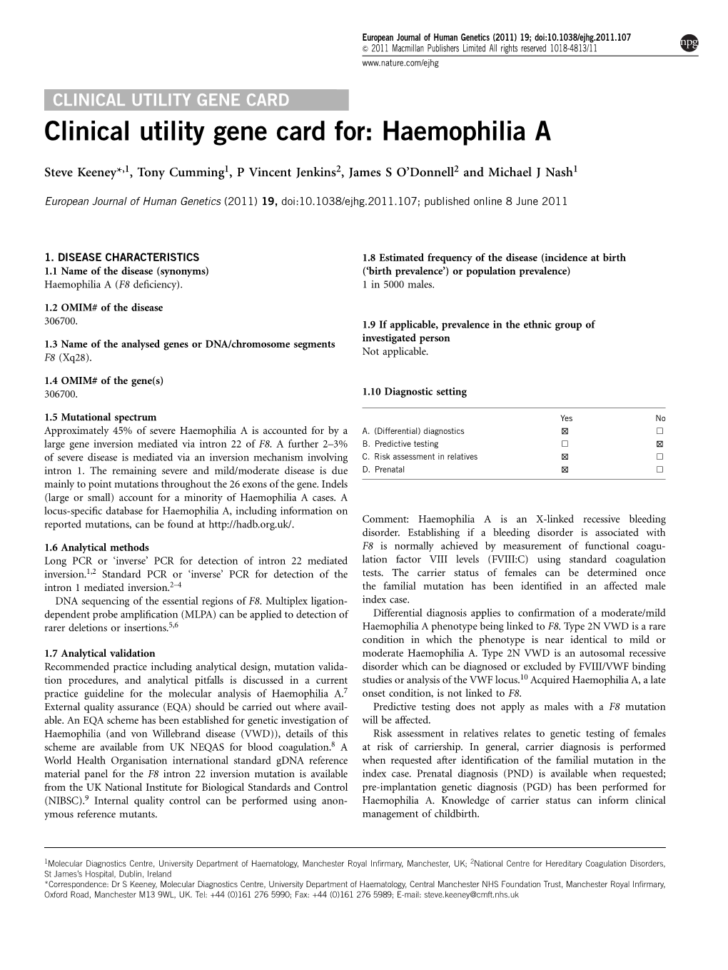 Haemophilia A