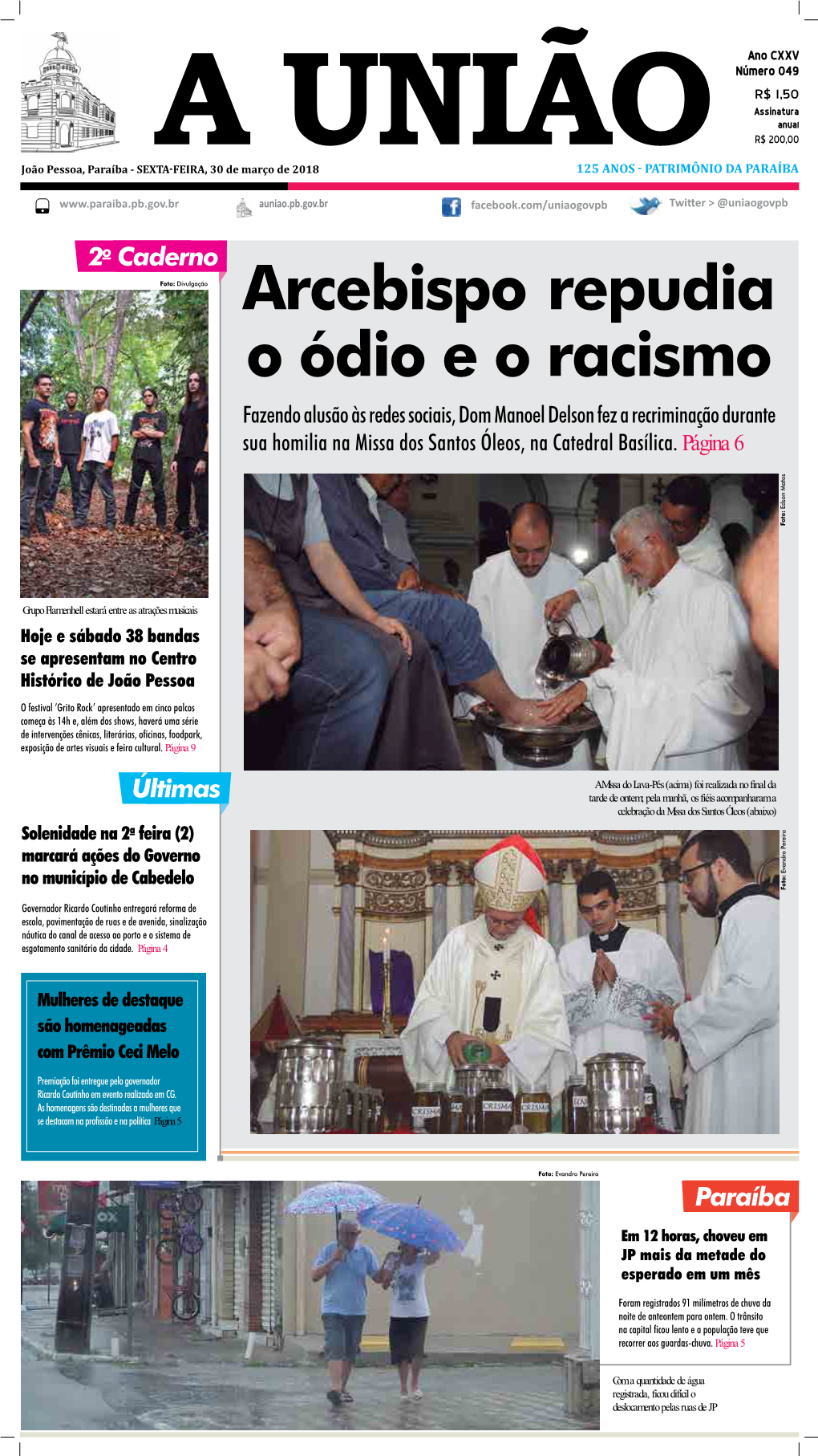 Arcebispo Repudia O Ódio E O Racismo