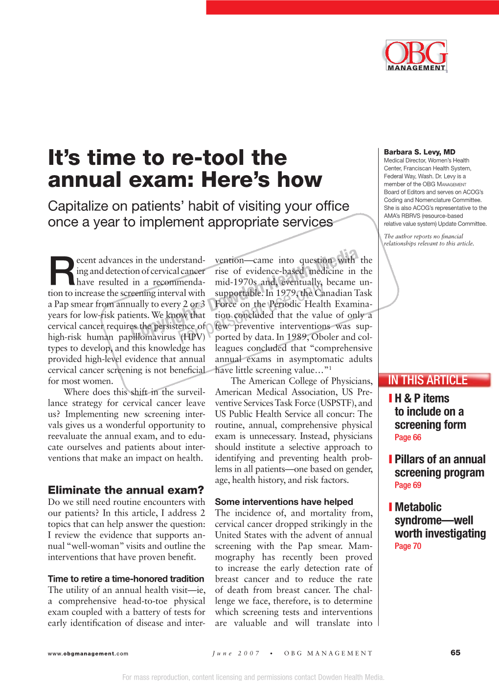 It's Time to Re-Tool the Annual Exam