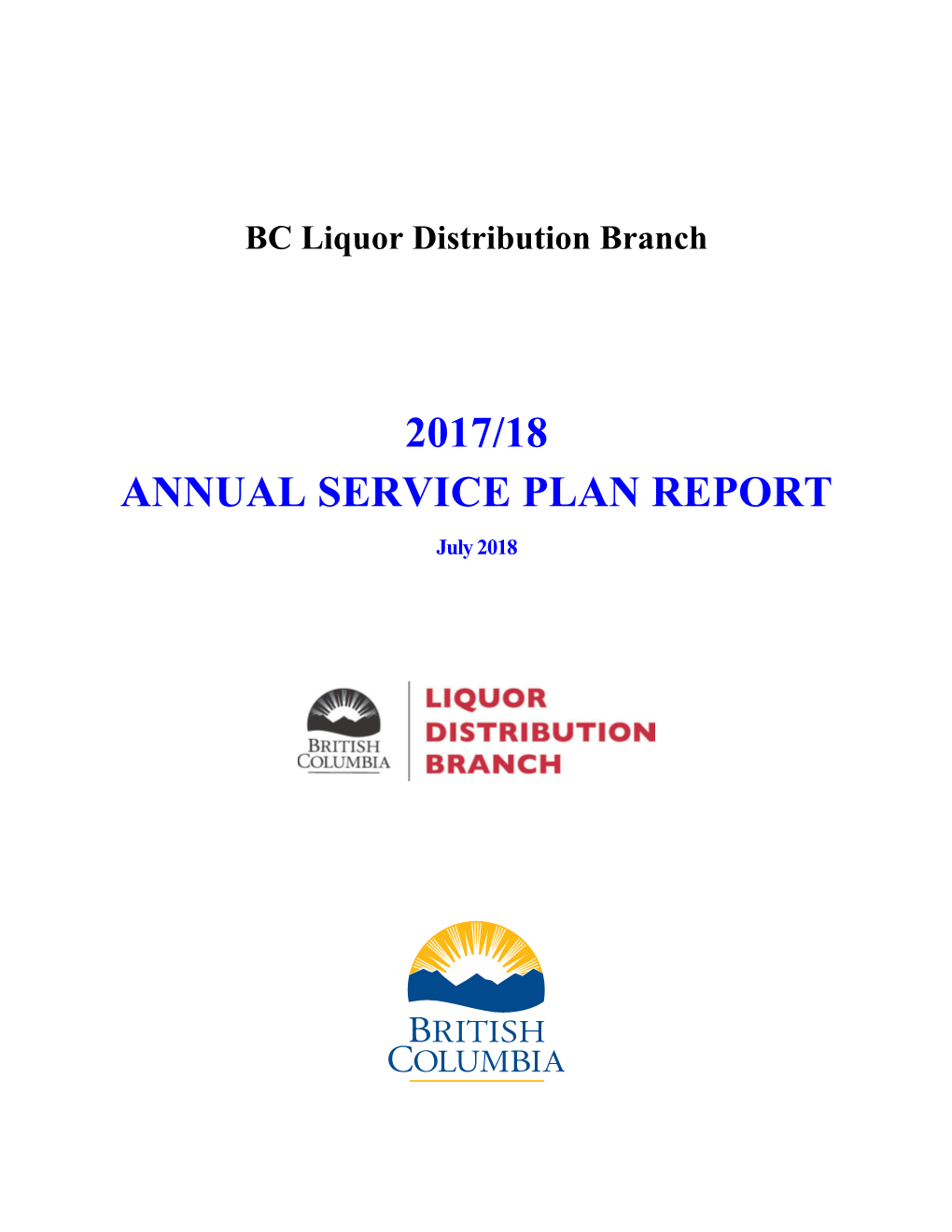 BC Liquor Distribution Branch 2017/18 Annual Service Plan Report