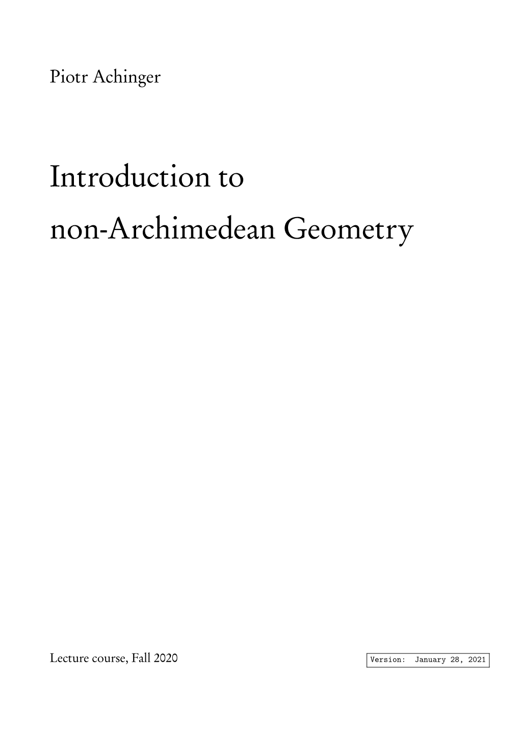 Introduction to Non-Archimedean Geometry