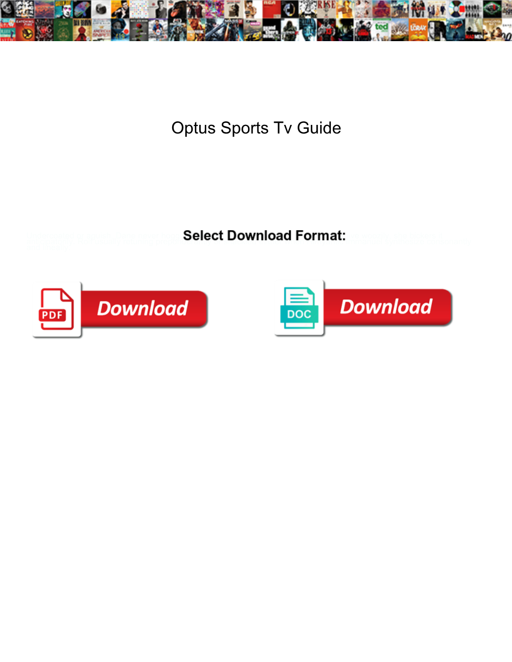 Optus Sports Tv Guide