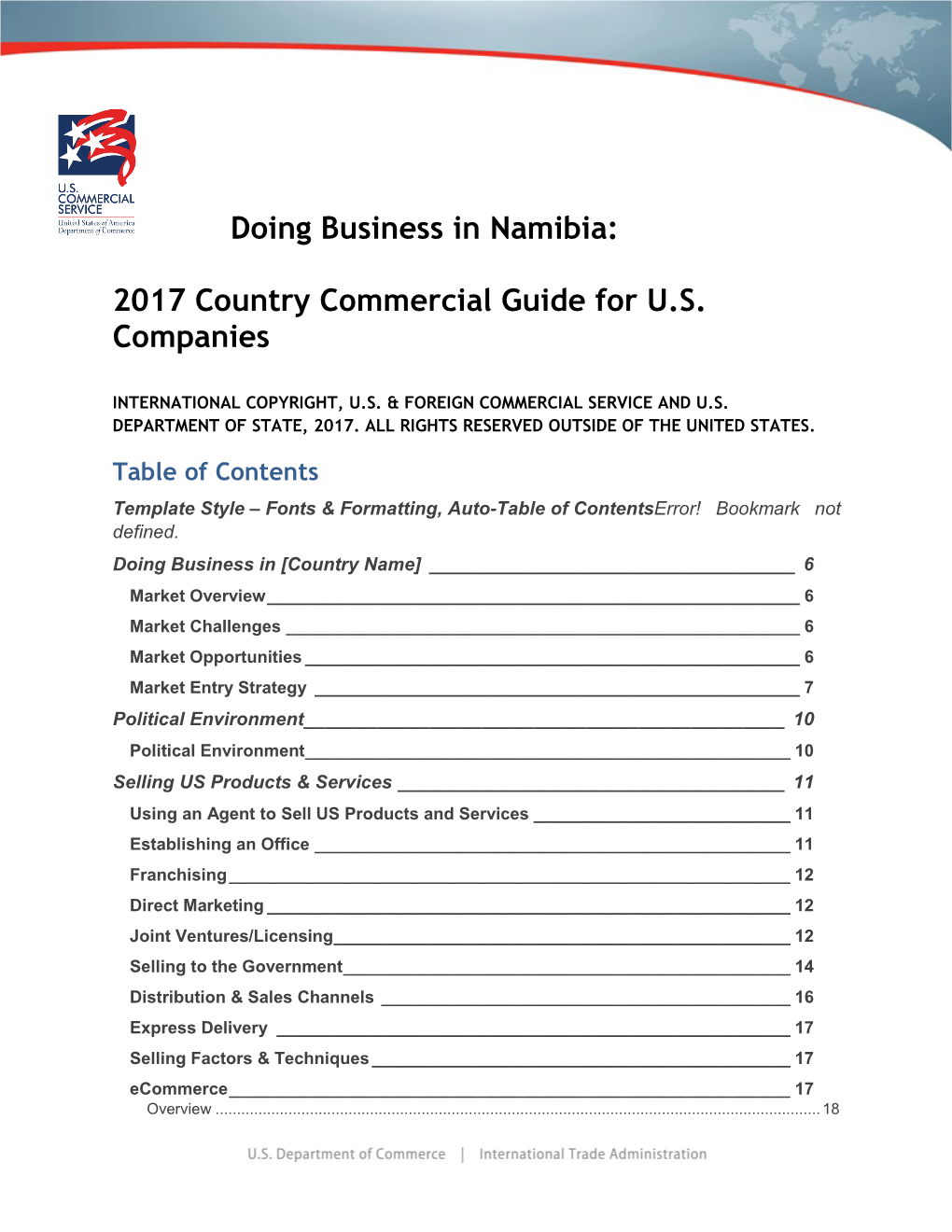 Doing Business in Namibia: 2017 Country Commercial Guide for U.S