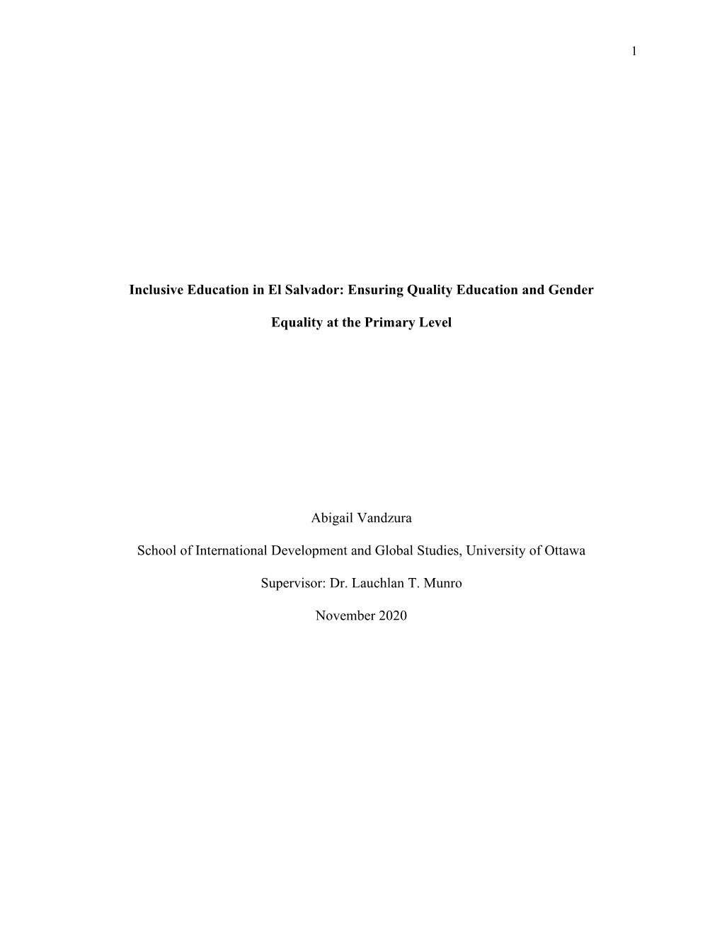 Inclusive Education in El Salvador: Ensuring Quality Education and Gender