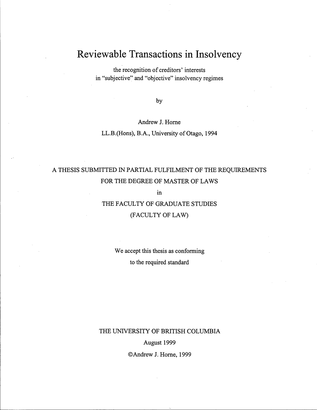 Reviewable Transactions in Insolvency