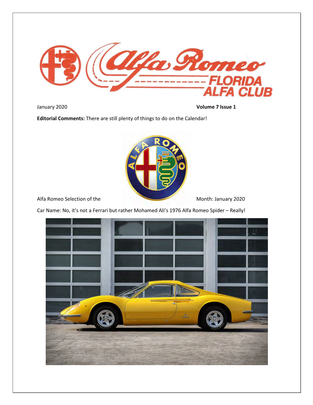 Alfa Romeo Selection of the Month: January 2020