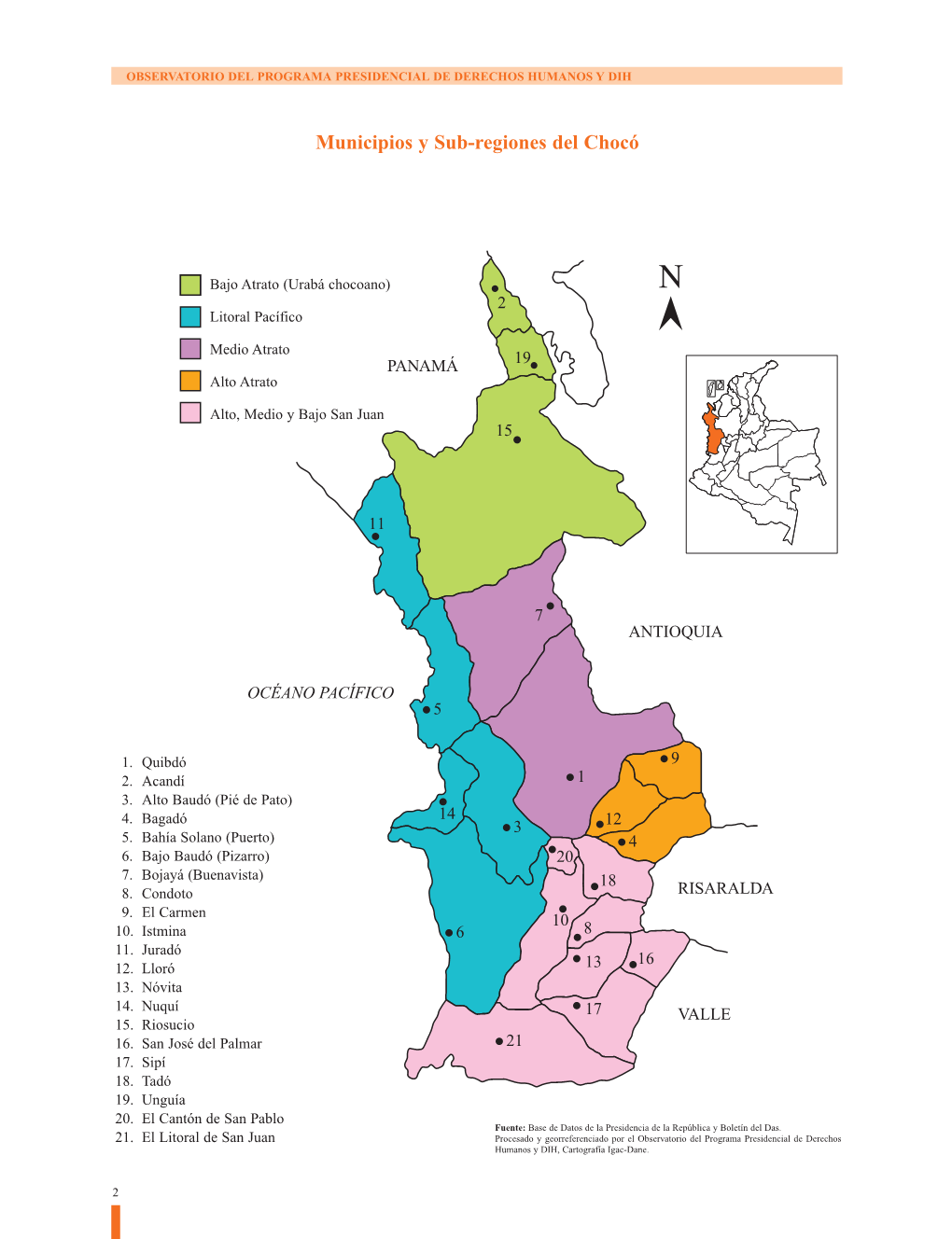 Municipios Y Sub-Regiones Del Chocó