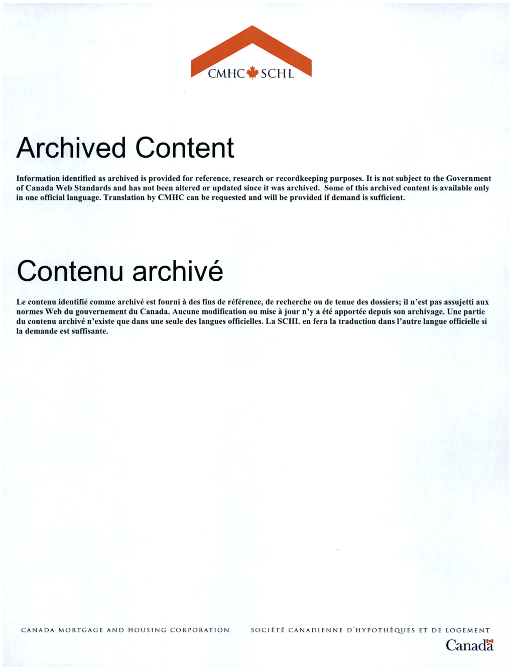 Archived Content Contenu Archive