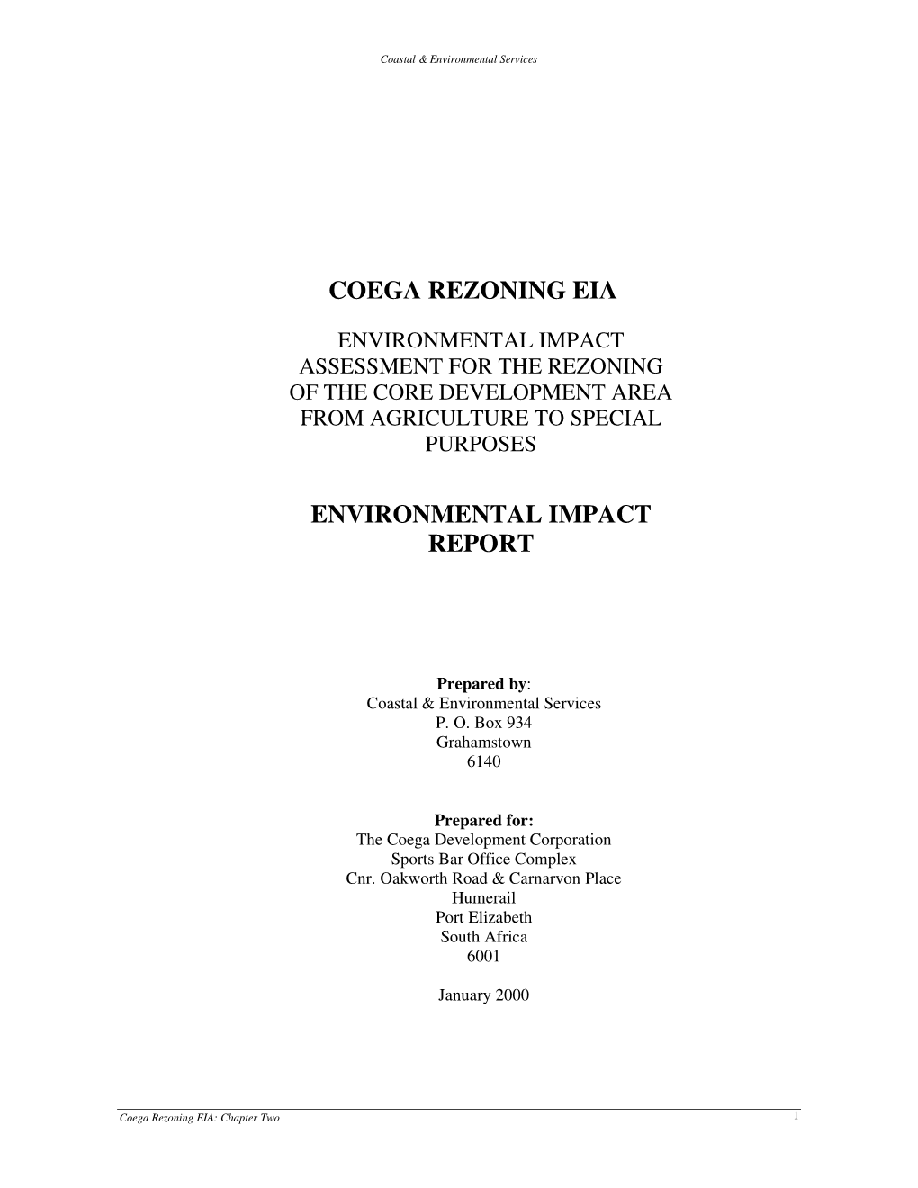 Coega Rezoning Eia Environmental Impact Report