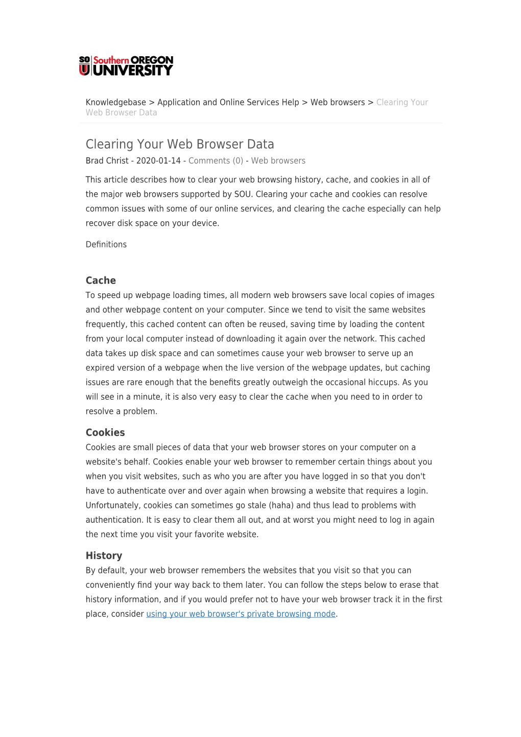 Clearing Your Web Browser Data