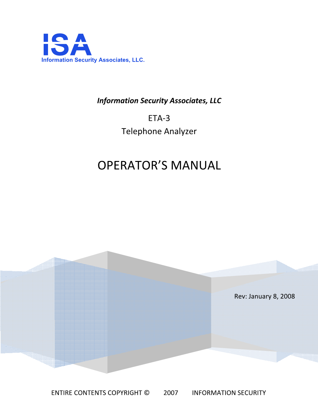 ETA-3 Telephone Analyzer Operator's Manual