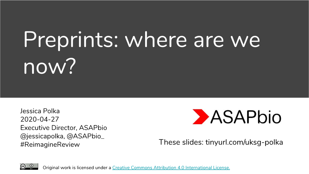 Preprints: Where Are We Now?