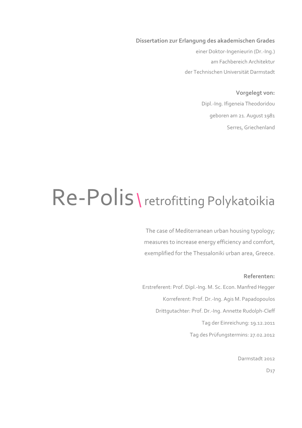Re-Polis\Retrofitting Polykatoikia