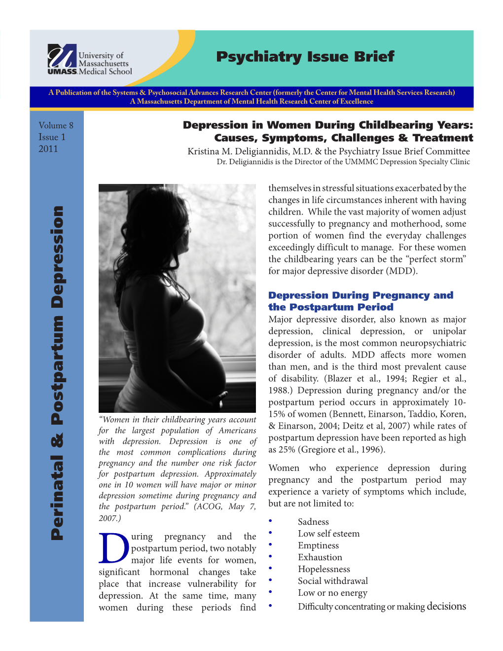 Depression in Women During Childbearing Years: Issue 1 Causes, Symptoms, Challenges & Treatment 2011 Kristina M