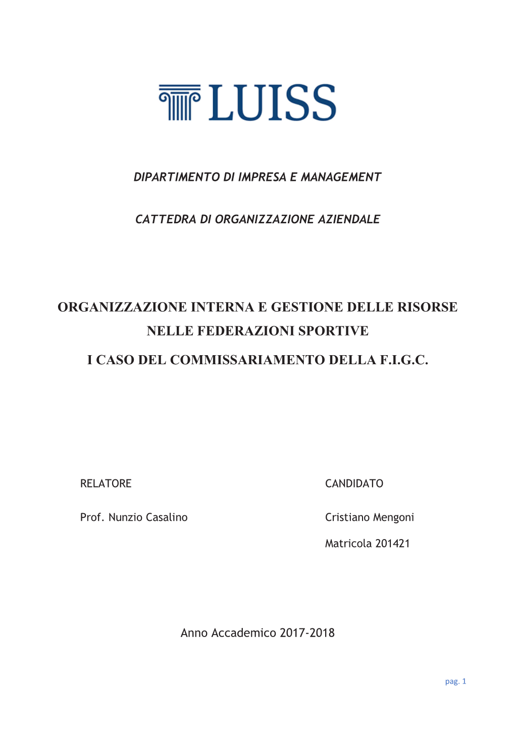 Organizzazione Interna E Gestione Delle Risorse Nelle Federazioni Sportive