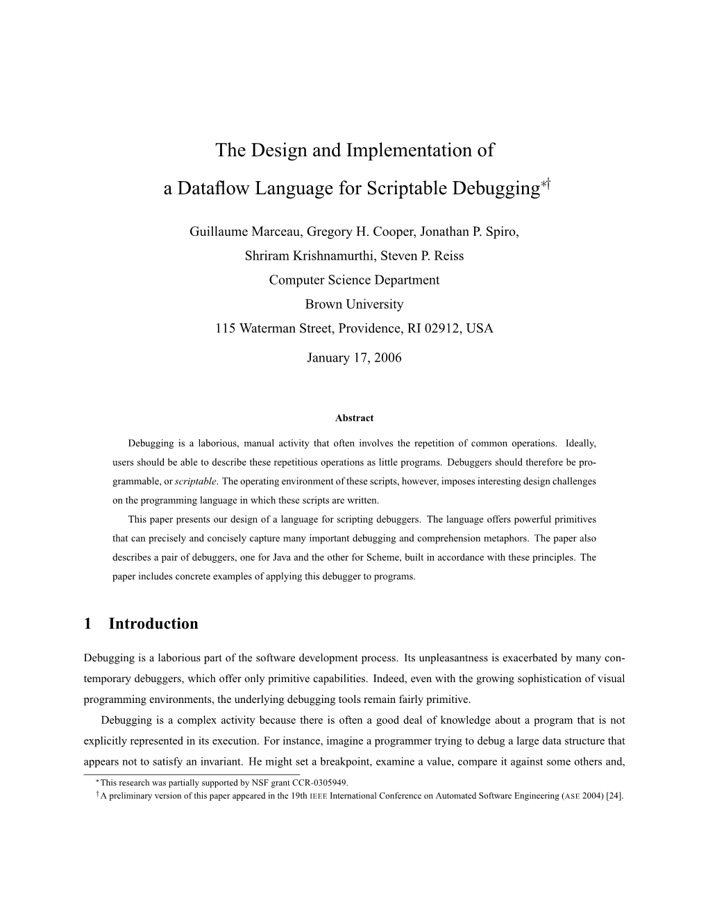 The Design and Implementation of a Dataflow Language for Scriptable Debugging