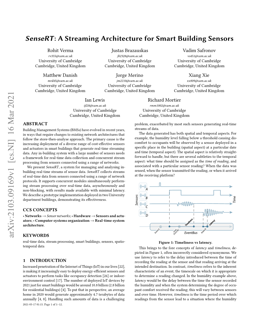Sensert: a Streaming Architecture for Smart Building Sensors
