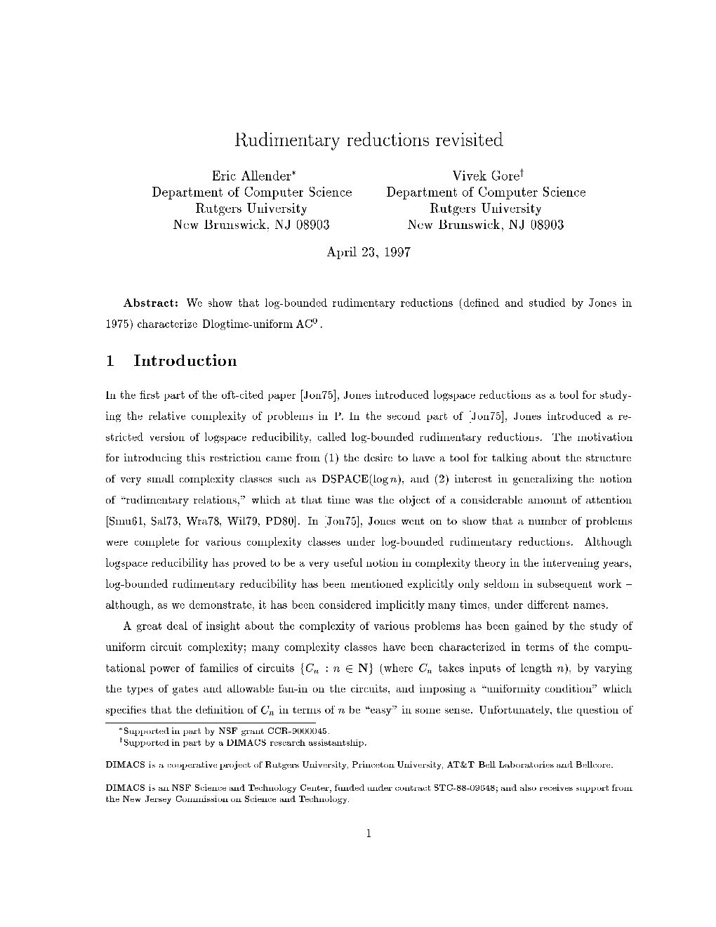 Rudimentary Reductions Revisited 1 Introduction