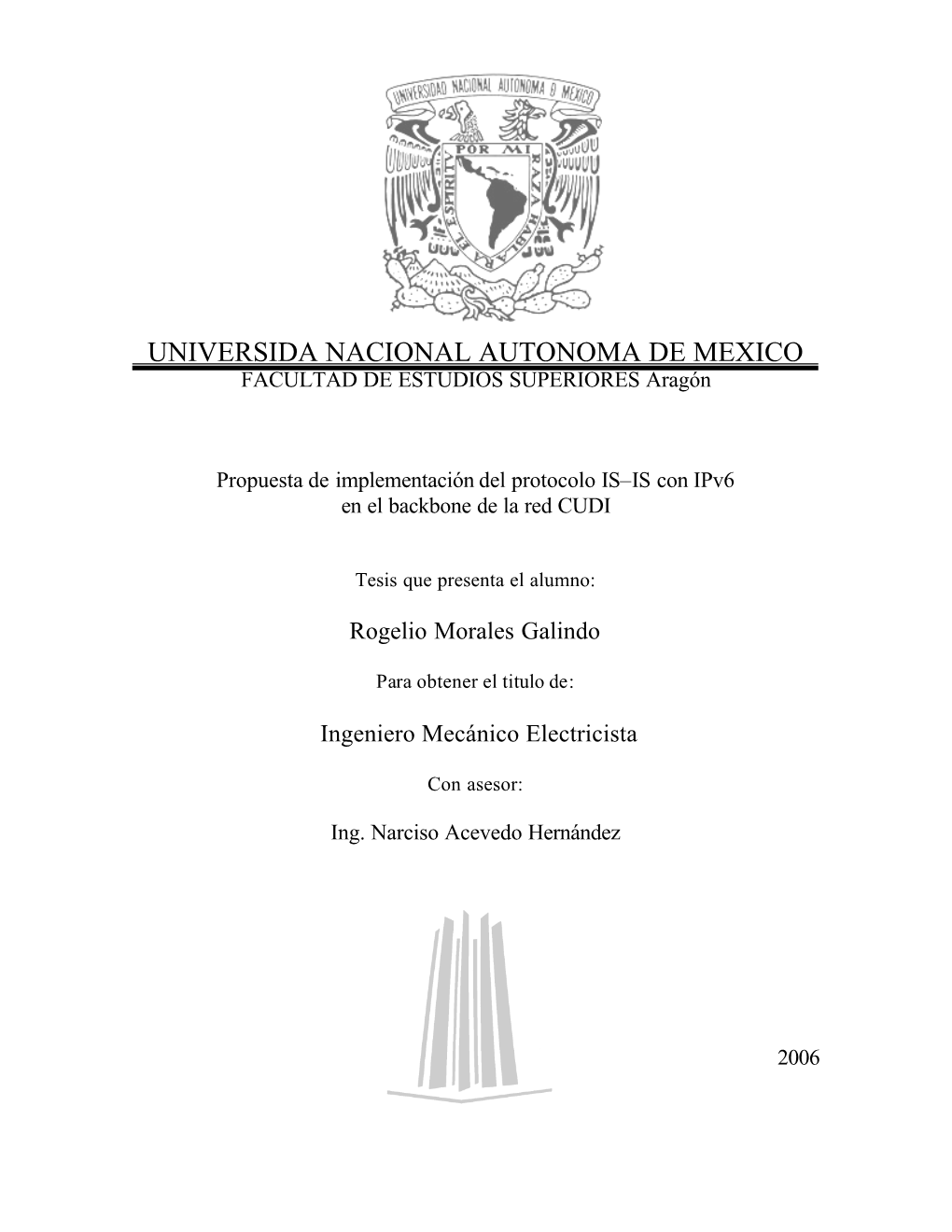 UNIVERSIDA NACIONAL AUTONOMA DE MEXICO FACULTAD DE ESTUDIOS SUPERIORES Aragón