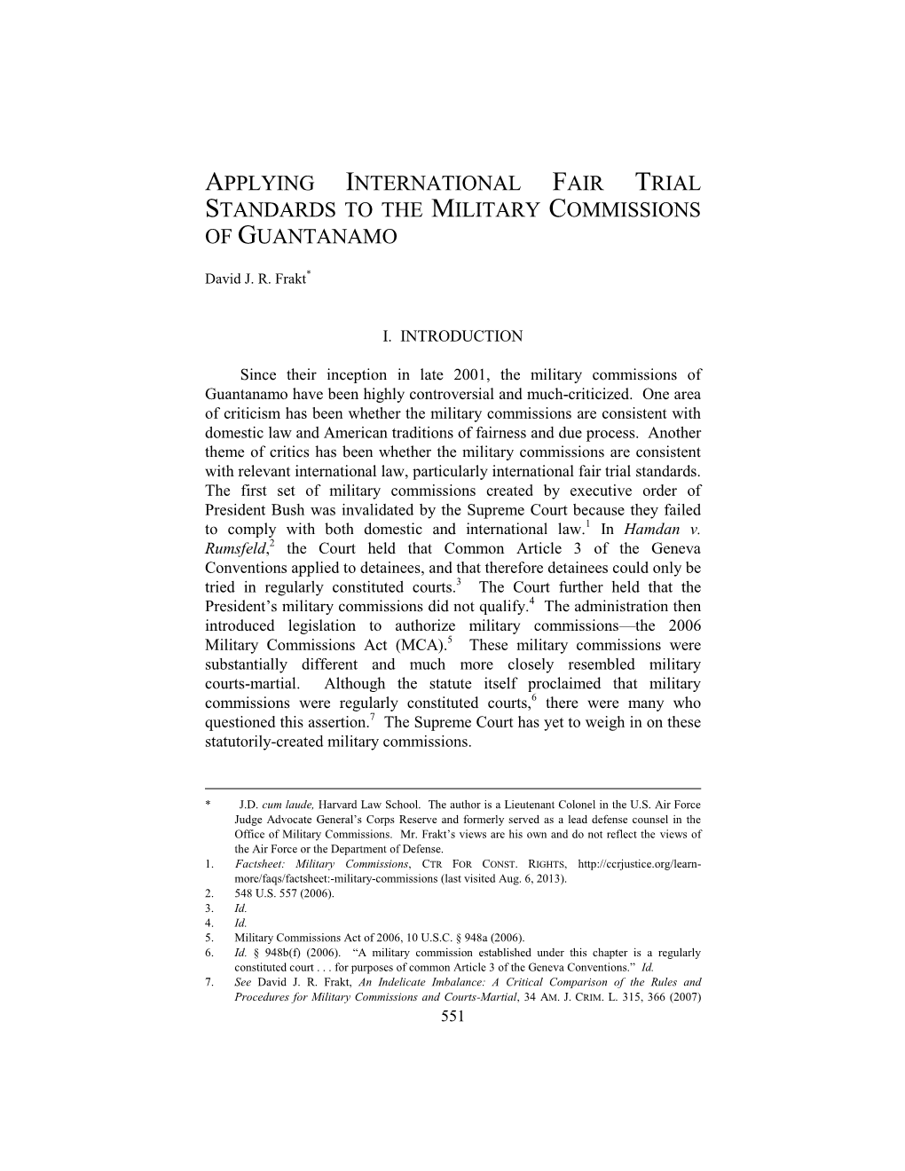 Applying International Fair Trial Standards to the Military Commissions of Guantanamo