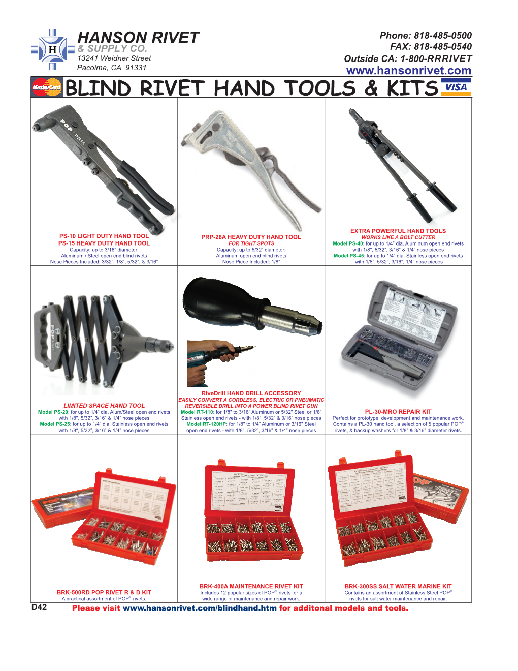 Blind Rivet Hand Tools & Kits