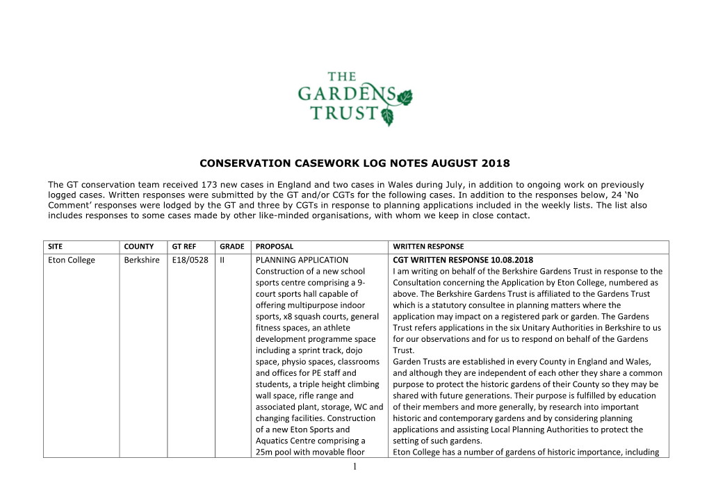 1 Conservation Casework Log Notes