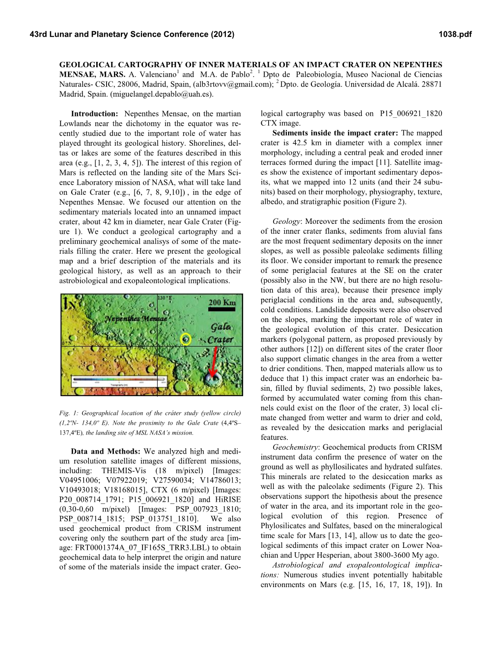 Geological Cartography of Inner Materials of an Impact Crater on Nepenthes Mensae, Mars