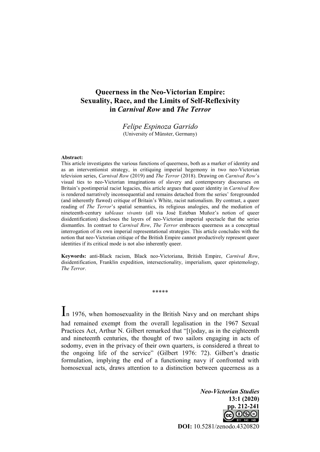 Sexuality, Race, and the Limits of Self-Reflexivity in Carnival Row and the Terror