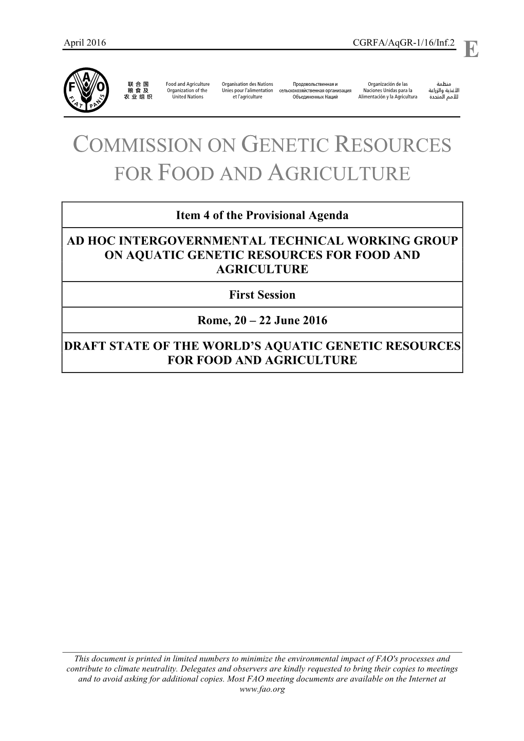 Commission on Genetic Resources for Food and Agriculture