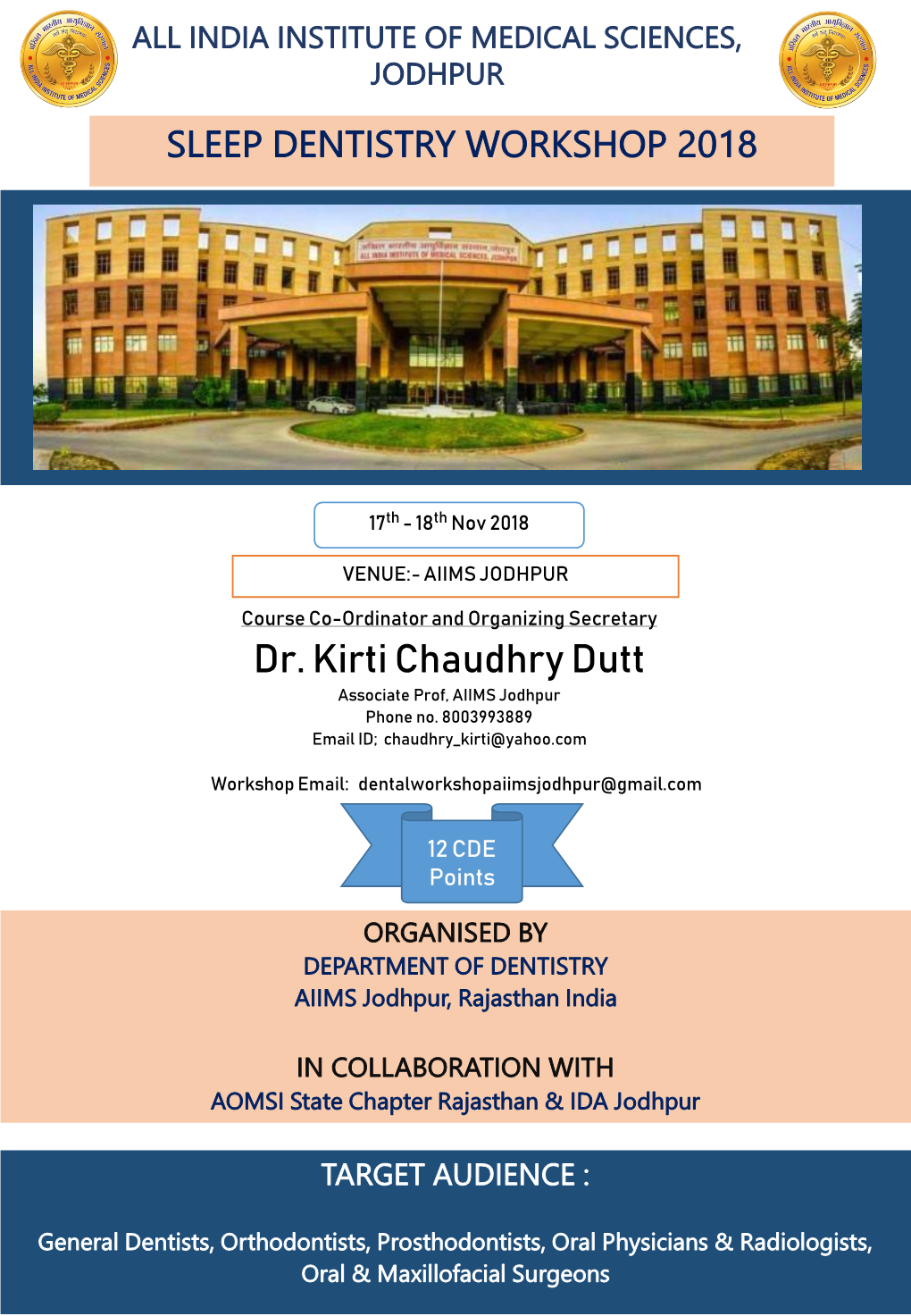 Dr. Kirti Chaudhry Dutt Associate Prof, AIIMS Jodhpur Phone No