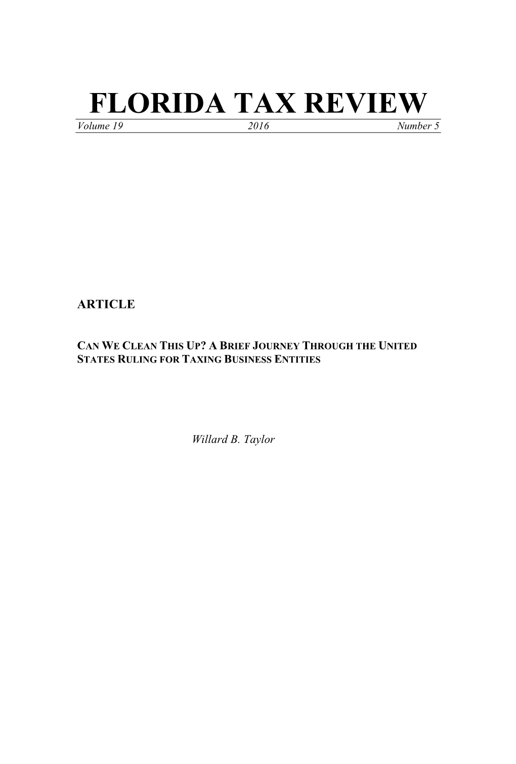 FLORIDA TAX REVIEW Volume 19 2016 Number 5